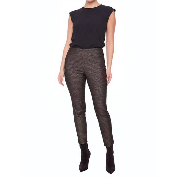 UP! Pants - NEW UP! petal slit techno ankle pant in grey goldy plaid